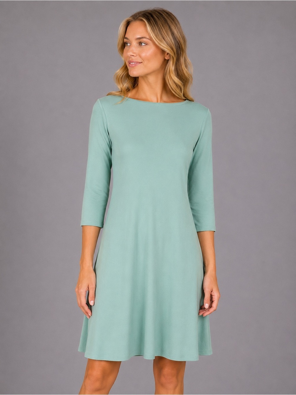 Sympli Canada Tunic Dress Size 4 Sage Lagenlook Flowy Career Travel Comfy Pocket